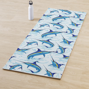 Blue Marlin Jumping out of Ocean Yoga Mat