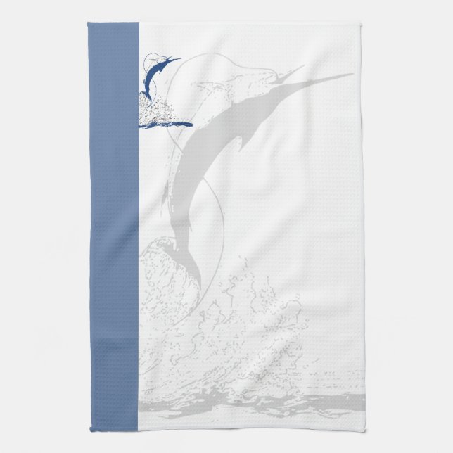 Blue Marlin, Kitchen Towel (Vertical)