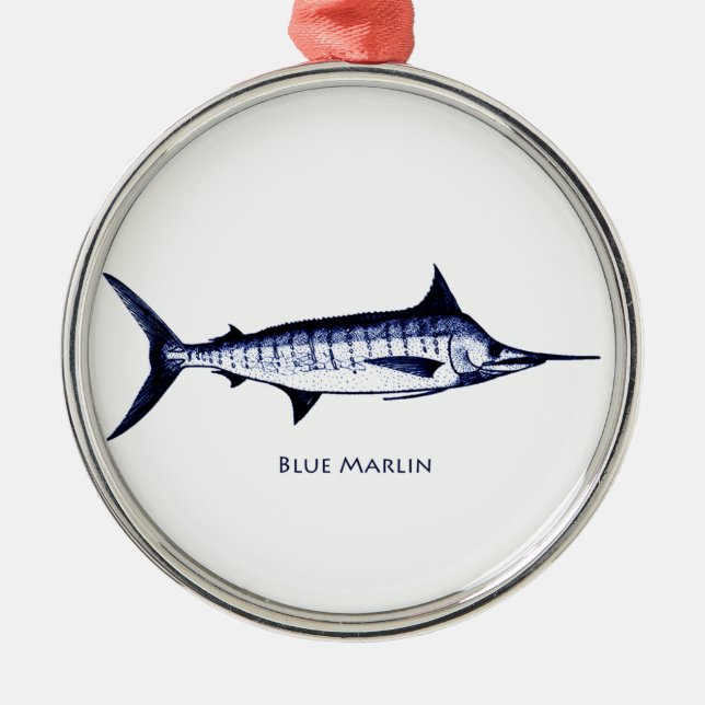 Blue Marlin Logo Metal Ornament (Front)