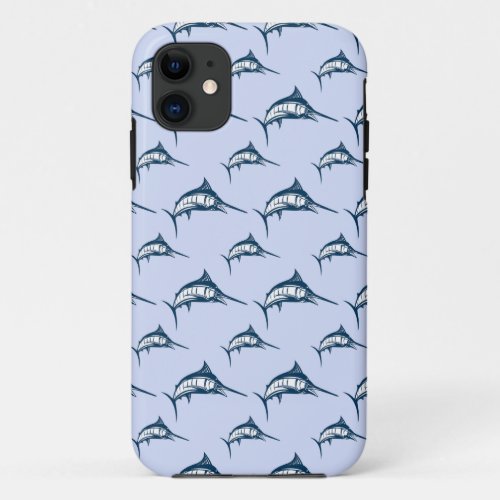 Blue Marlin Pattern iPhone 11 Case