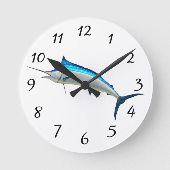 Blue Marlin Round Clock (Front)