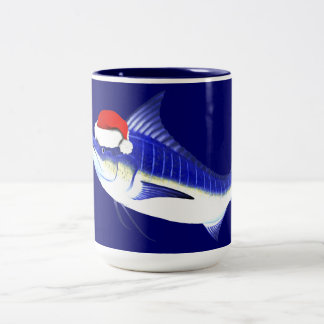 Blue Marlin Santa Claus Two-Tone Coffee Mug