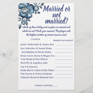 BLUE MARRIED OR NOT MARRIED SHOWER GAME CARD FLYER