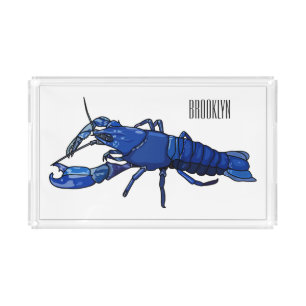 Blue marron crayfish cartoon illustration acrylic tray