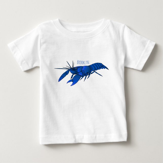 Blue marron crayfish cartoon illustration baby T-Shirt (Front)