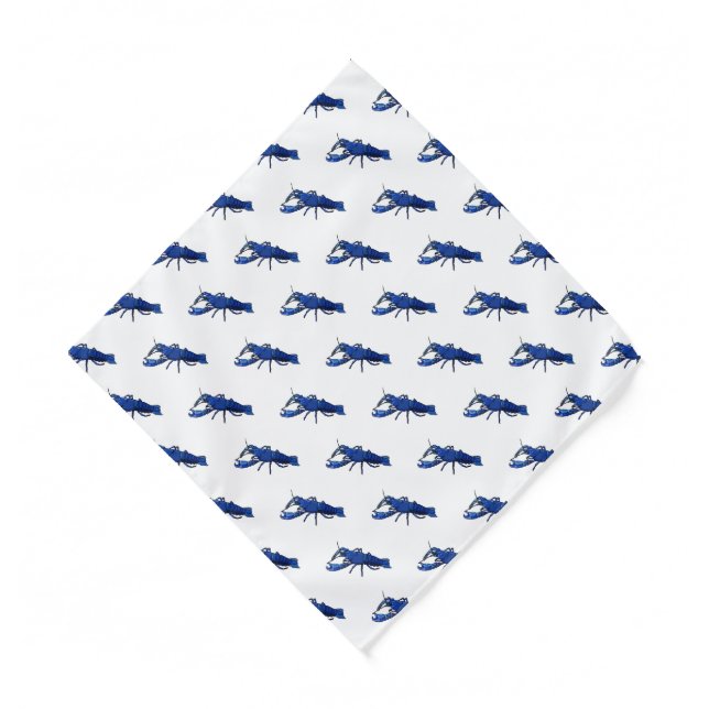 Blue marron crayfish cartoon illustration bandana (Front)