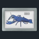 Blue marron crayfish cartoon illustration belt buckle<br><div class="desc">Blue marron crayfish cartoon illustration</div>