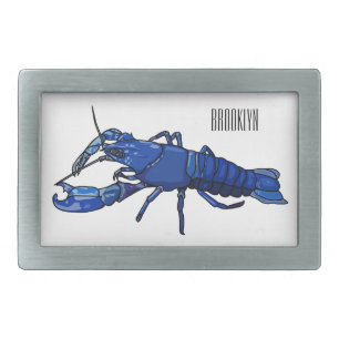 Blue marron crayfish cartoon illustration belt buckle