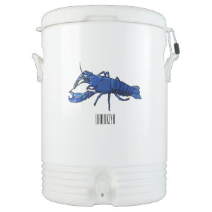 Blue marron crayfish cartoon illustration beverage cooler