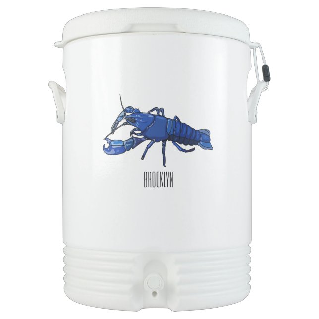 Blue marron crayfish cartoon illustration beverage cooler (Front)