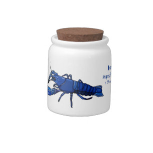Blue marron crayfish cartoon illustration candy jar