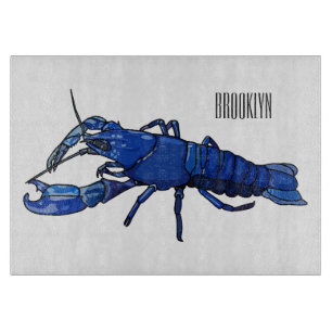 Blue marron crayfish cartoon illustration cutting board