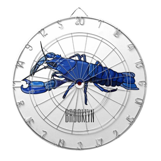 Blue marron crayfish cartoon illustration dart board (Front)