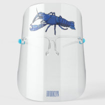 Blue marron crayfish cartoon illustration face shield