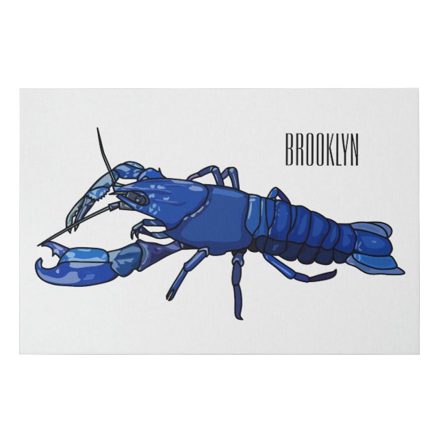 Blue marron crayfish cartoon illustration faux canvas print (Front)