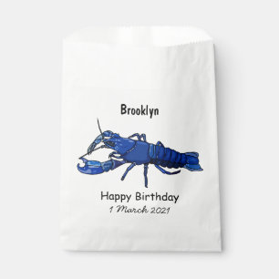 Blue marron crayfish cartoon illustration favor bag