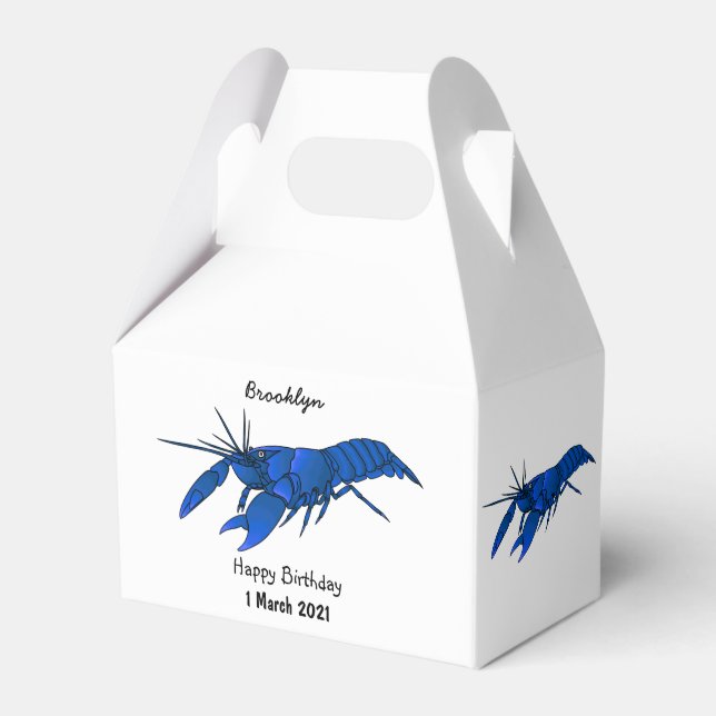 Blue marron crayfish cartoon illustration  favor boxes (Front Side)