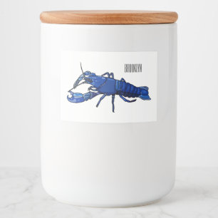 Blue marron crayfish cartoon illustration food label