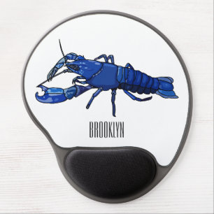 Blue marron crayfish cartoon illustration gel mouse pad