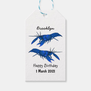 Blue marron crayfish cartoon illustration gift tags