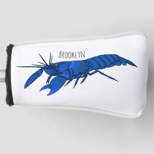 Blue marron crayfish cartoon illustration golf head cover