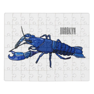 Blue marron crayfish cartoon illustration jigsaw puzzle
