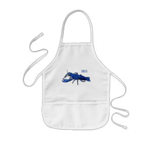 Blue marron crayfish cartoon illustration kids' apron