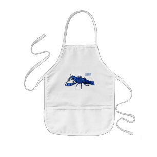 Blue marron crayfish cartoon illustration kids' apron