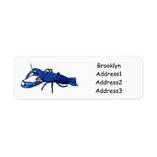 Blue marron crayfish cartoon illustration label