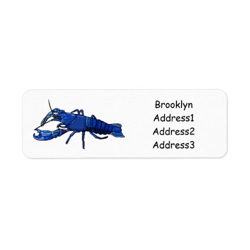 Blue marron crayfish cartoon illustration label