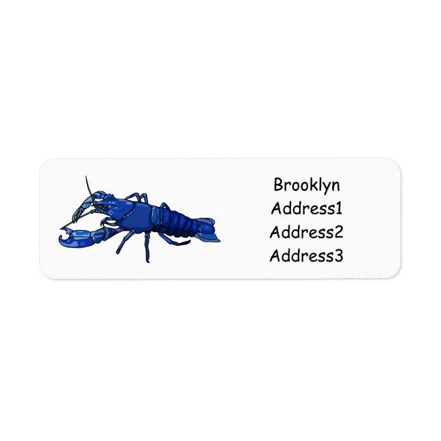 Blue marron crayfish cartoon illustration label (Front)
