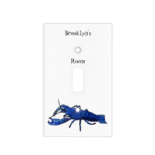 Blue marron crayfish cartoon illustration light switch cover (Front)