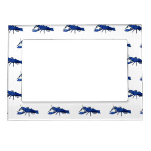 Blue marron crayfish cartoon illustration magnetic frame