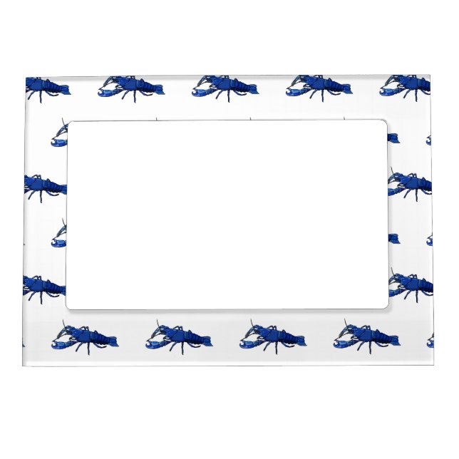 Blue marron crayfish cartoon illustration magnetic frame (Front)