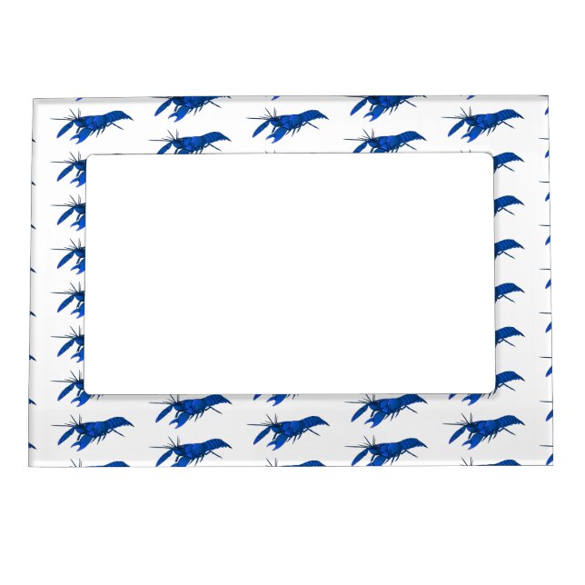 Blue marron crayfish cartoon illustration magnetic frame (Front)