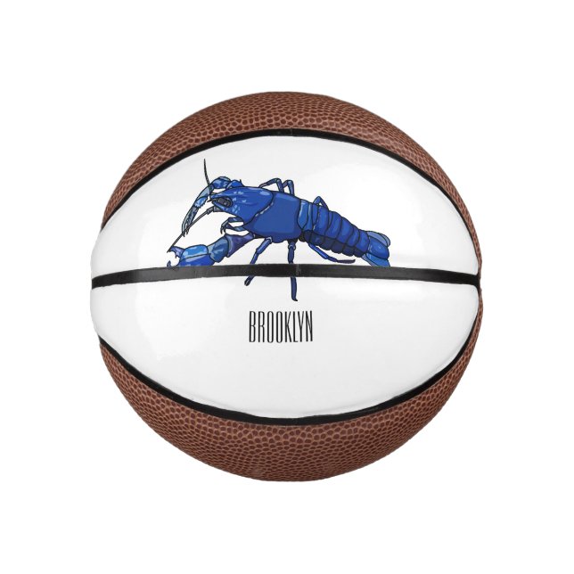 Blue marron crayfish cartoon illustration mini basketball (Front)