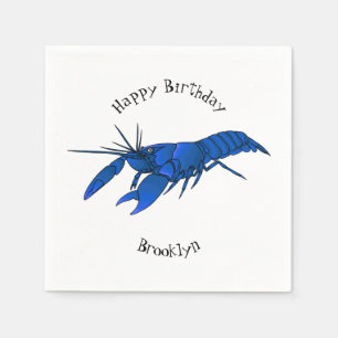 Blue marron crayfish cartoon illustration napkins