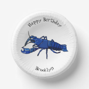 Blue marron crayfish cartoon illustration paper bowls
