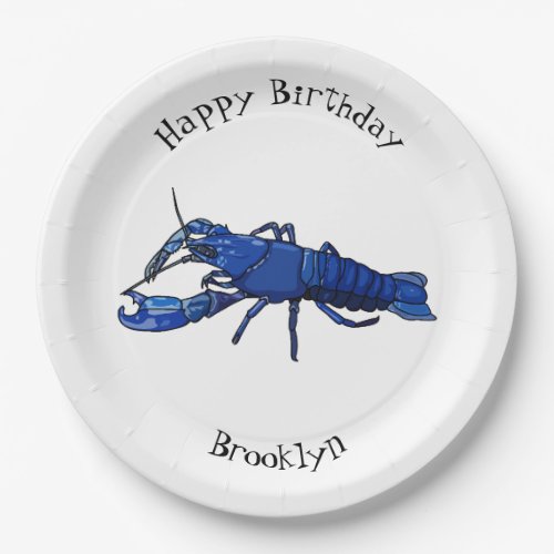 Blue marron crayfish cartoon illustration paper plates