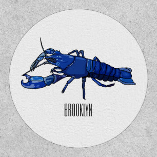 Blue marron crayfish cartoon illustration patch