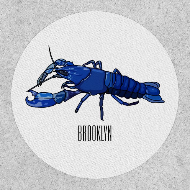 Blue marron crayfish cartoon illustration patch (Front)