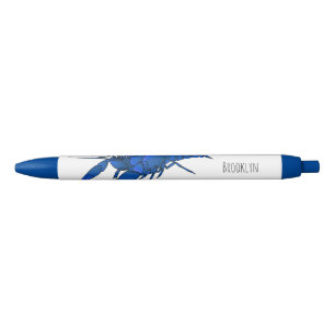 Blue marron crayfish cartoon illustration pen