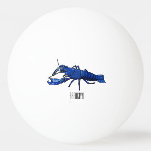 Blue marron crayfish cartoon illustration ping pong ball