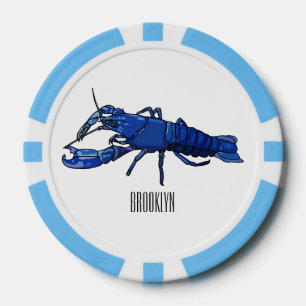 Blue marron crayfish cartoon illustration poker chips