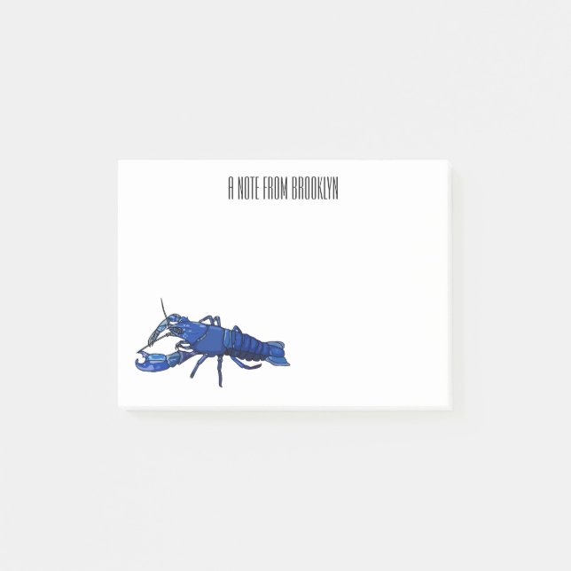 Blue marron crayfish cartoon illustration post-it notes (Front)