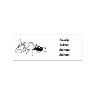 Blue marron crayfish cartoon illustration rubber stamp
