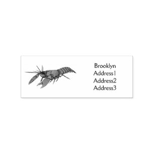 Blue marron crayfish cartoon illustration  rubber stamp