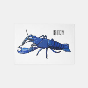 Blue marron crayfish cartoon illustration rug