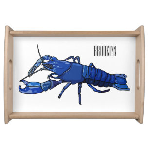 Blue marron crayfish cartoon illustration serving tray