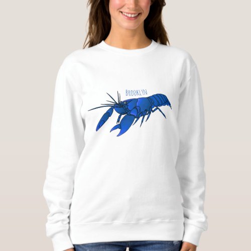 Blue marron crayfish cartoon illustration  sweatshirt